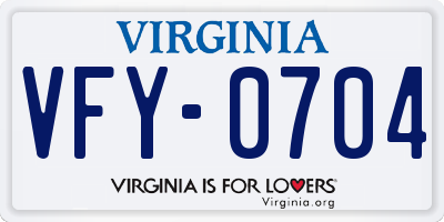 VA license plate VFY0704