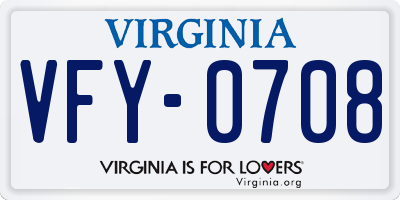 VA license plate VFY0708