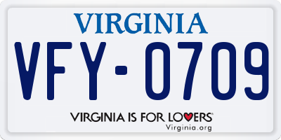 VA license plate VFY0709