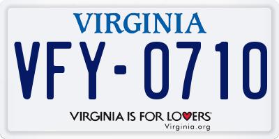VA license plate VFY0710