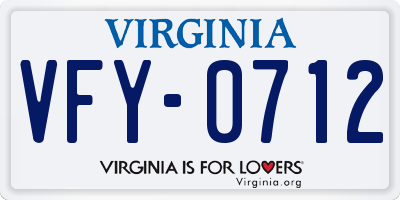 VA license plate VFY0712