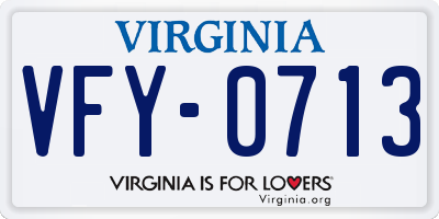 VA license plate VFY0713