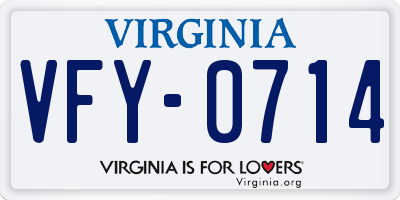 VA license plate VFY0714