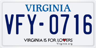VA license plate VFY0716