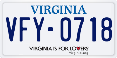 VA license plate VFY0718