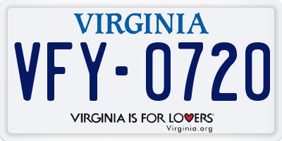 VA license plate VFY0720