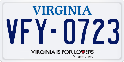 VA license plate VFY0723