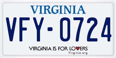 VA license plate VFY0724