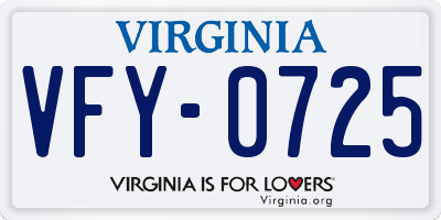 VA license plate VFY0725