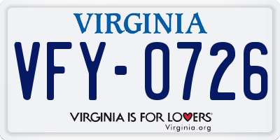 VA license plate VFY0726