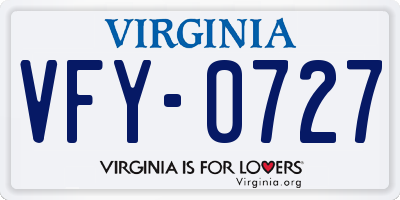 VA license plate VFY0727
