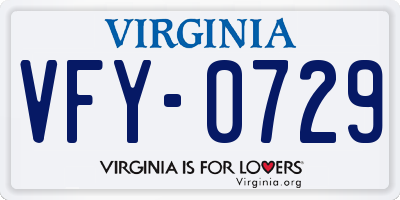 VA license plate VFY0729