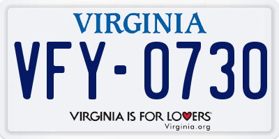 VA license plate VFY0730