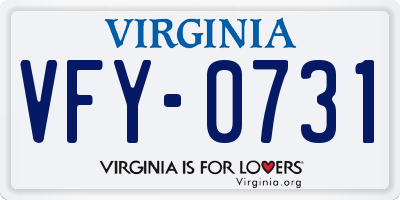 VA license plate VFY0731