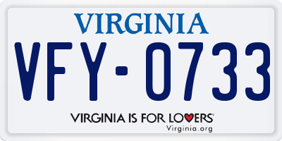 VA license plate VFY0733