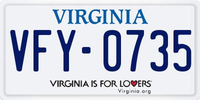 VA license plate VFY0735