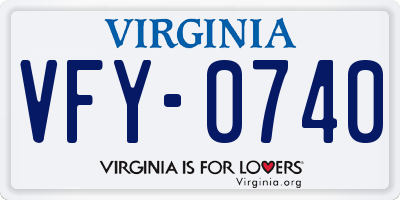 VA license plate VFY0740
