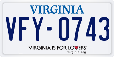 VA license plate VFY0743