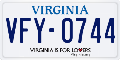 VA license plate VFY0744