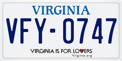 VA license plate VFY0747