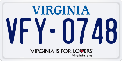 VA license plate VFY0748
