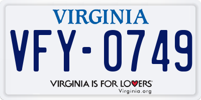 VA license plate VFY0749