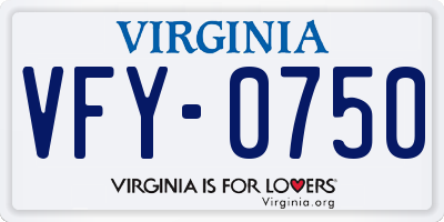 VA license plate VFY0750