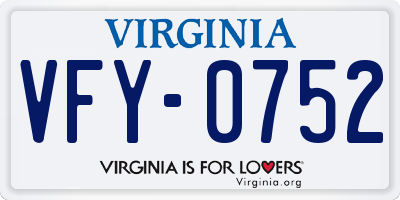 VA license plate VFY0752