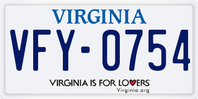 VA license plate VFY0754