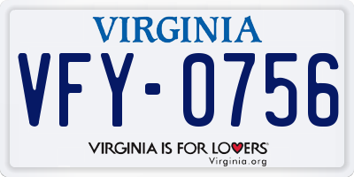 VA license plate VFY0756