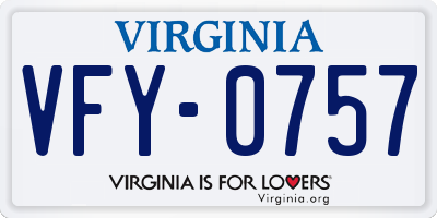 VA license plate VFY0757