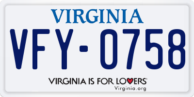 VA license plate VFY0758