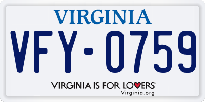 VA license plate VFY0759
