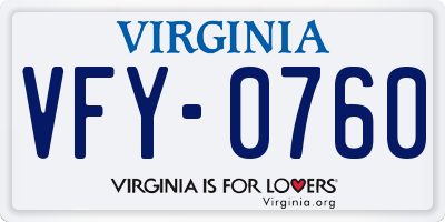 VA license plate VFY0760