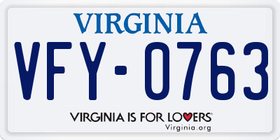 VA license plate VFY0763