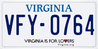 VA license plate VFY0764