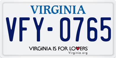 VA license plate VFY0765