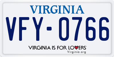 VA license plate VFY0766