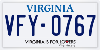 VA license plate VFY0767