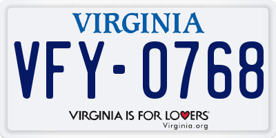 VA license plate VFY0768