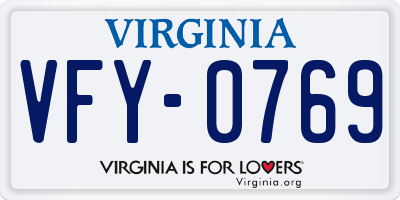 VA license plate VFY0769