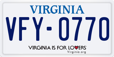 VA license plate VFY0770