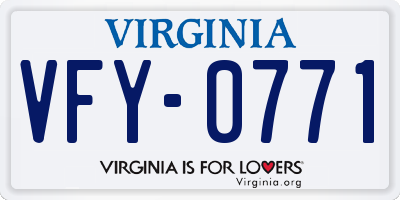 VA license plate VFY0771