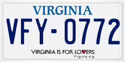 VA license plate VFY0772