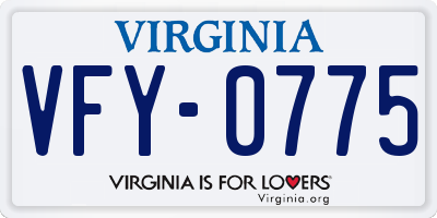 VA license plate VFY0775