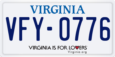 VA license plate VFY0776
