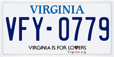 VA license plate VFY0779
