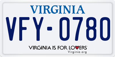 VA license plate VFY0780