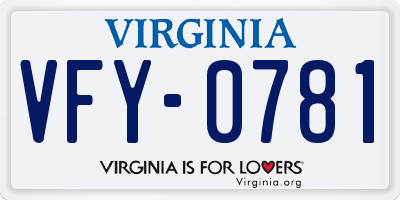 VA license plate VFY0781