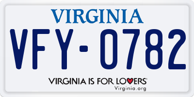 VA license plate VFY0782
